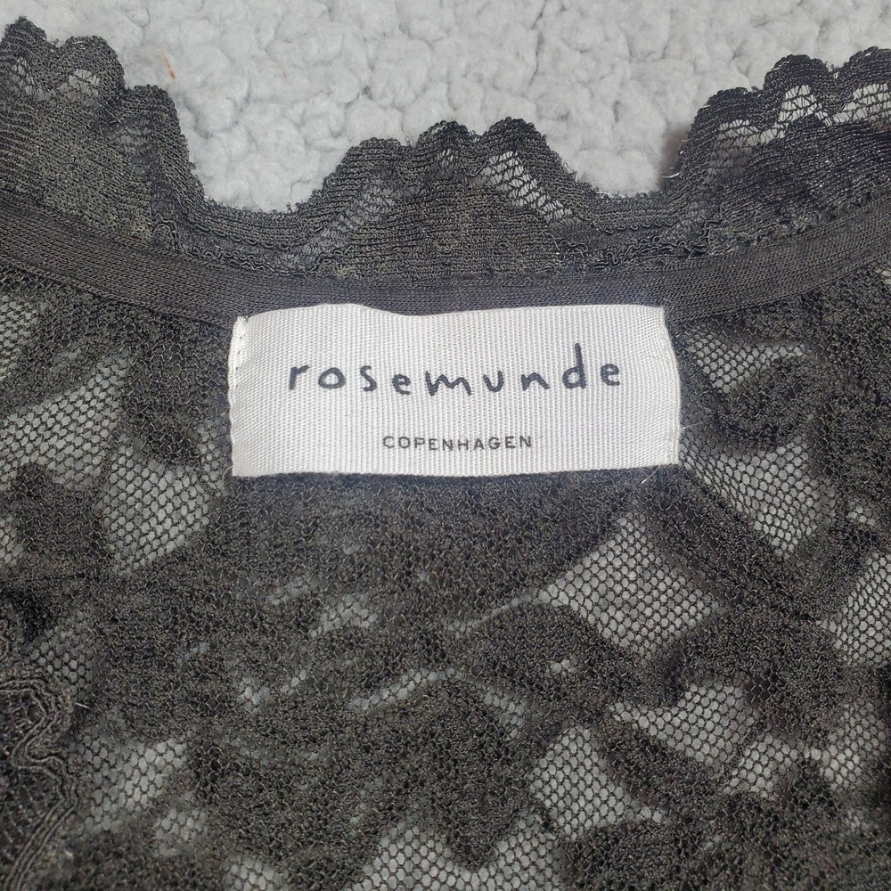 Rosemunde Copenhagen Black Floral Lace V-Neck Wrap Dress Womans Small Whimsigoth - Picture 5 of 12